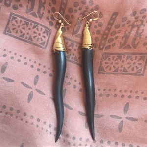Karen London // 'On the Hunt' Black Horn Earrings